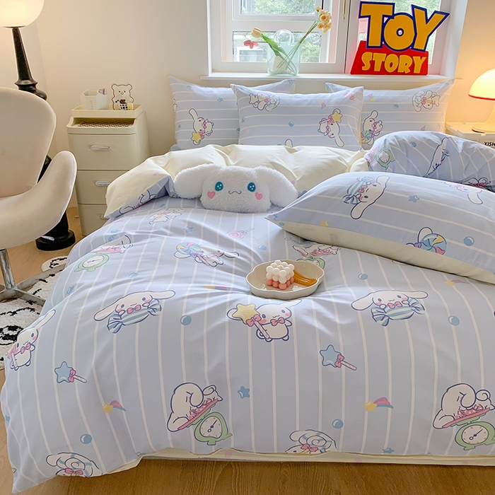 91家纺网 家纺一手货源 找家纺 玉元坊 2025年5月新品三丽鸥全棉床单纯棉床裙床笠三四件套简约基础款式-大耳狗简约款式 星星大耳狗【简约款】