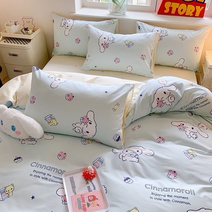 91家纺网 家纺一手货源 找家纺 玉元坊 2025年5月新品三丽鸥全棉床单纯棉床裙床笠三四件套简约基础款式-大耳狗简约款式 牛奶大耳狗【简约款】