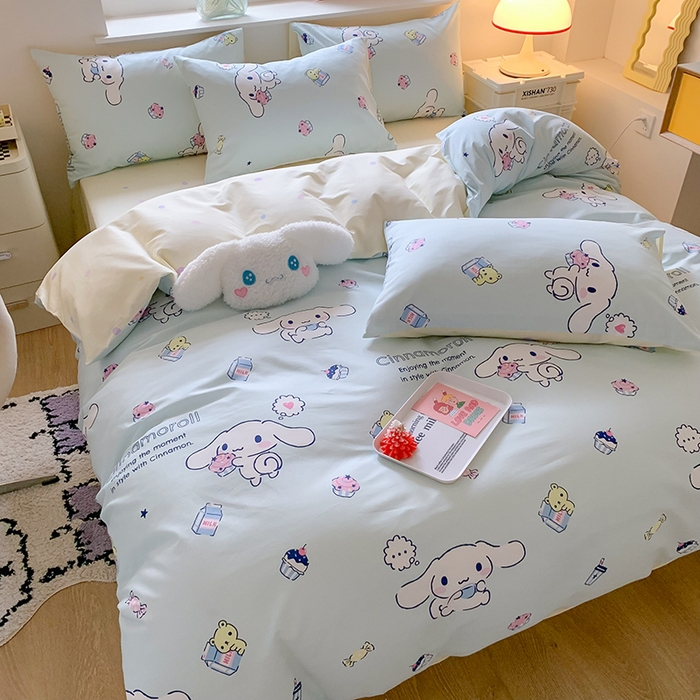 91家纺网 家纺一手货源 找家纺 玉元坊 2025年5月新品三丽鸥全棉床单纯棉床裙床笠三四件套简约基础款式-大耳狗简约款式 牛奶大耳狗【简约款】