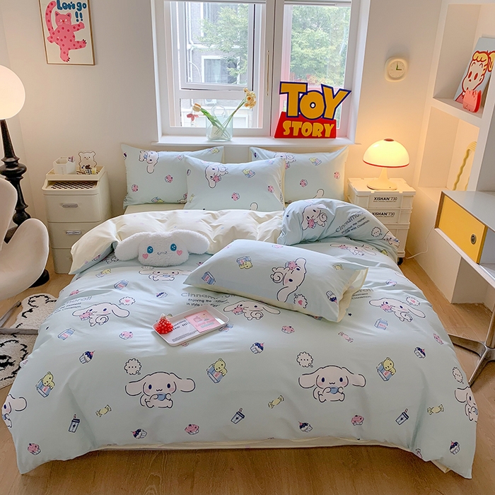 玉元坊 2025年5月新品三丽鸥全棉床单纯棉床裙床笠三四件套简约基础款式-大耳狗简约款式 牛奶大耳狗【简约款】