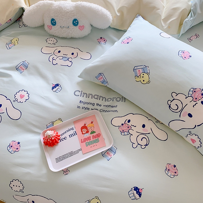 91家纺网 家纺一手货源 找家纺 玉元坊 2025年5月新品三丽鸥全棉床单纯棉床裙床笠三四件套简约基础款式-大耳狗简约款式 牛奶大耳狗【简约款】