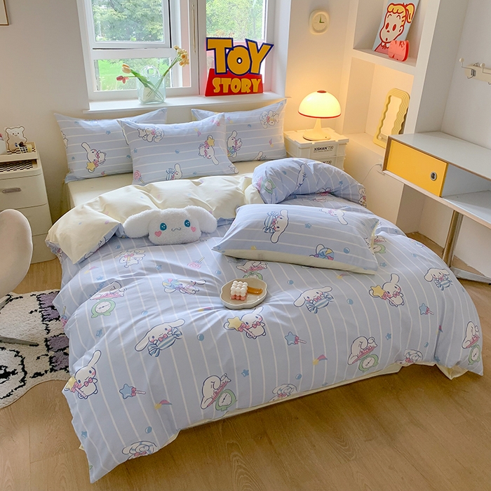 91家纺网 家纺一手货源 找家纺 玉元坊 2025年5月新品三丽鸥全棉床单纯棉床裙床笠三四件套简约基础款式-大耳狗简约款式 星星大耳狗【简约款】