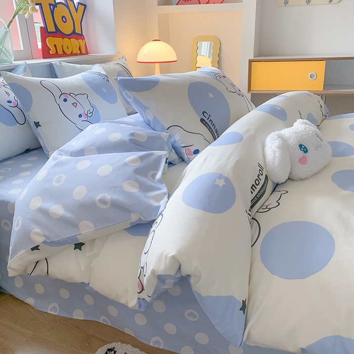 91家纺网 家纺一手货源 找家纺 （总）玉元坊 2025年5月新品三丽鸥全棉床单纯棉床裙床笠三四件套简约基础款式-大耳狗简约款式