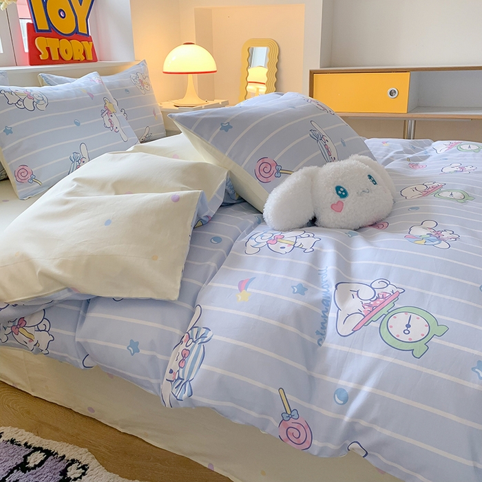 91家纺网 家纺一手货源 找家纺 玉元坊 2025年5月新品三丽鸥全棉床单纯棉床裙床笠三四件套简约基础款式-大耳狗简约款式 星星大耳狗【简约款】