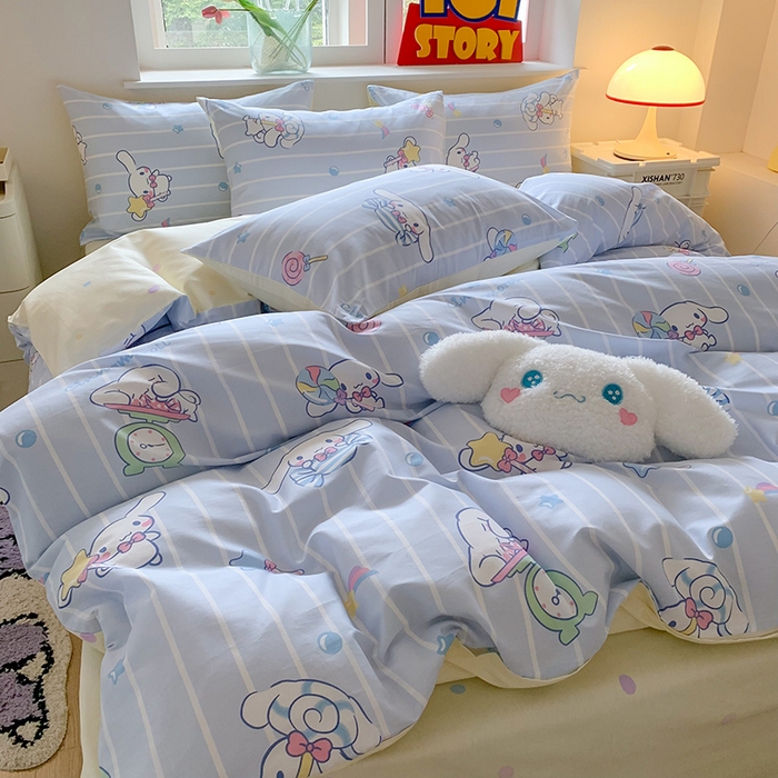 91家纺网 家纺一手货源 找家纺 玉元坊 2025年5月新品三丽鸥全棉床单纯棉床裙床笠三四件套简约基础款式-大耳狗简约款式 星星大耳狗【简约款】