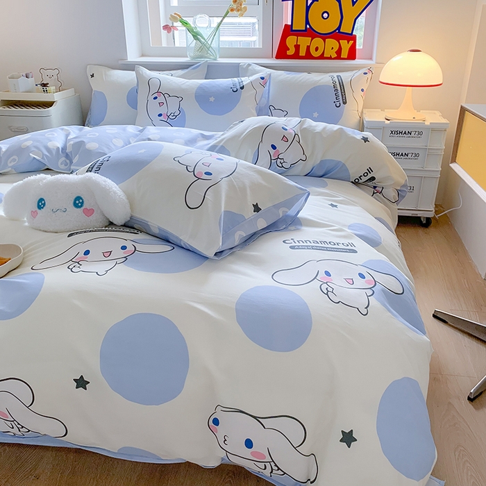 91家纺网 家纺一手货源 找家纺 （总）玉元坊 2025年5月新品三丽鸥全棉床单纯棉床裙床笠三四件套简约基础款式-大耳狗简约款式