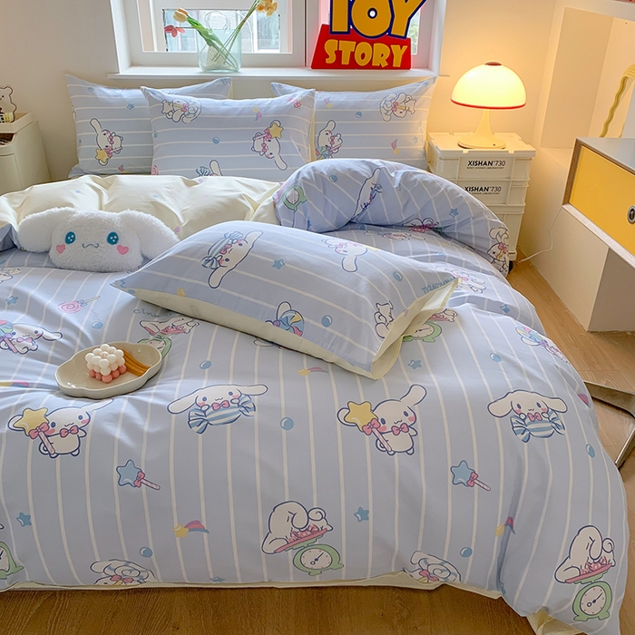 91家纺网 家纺一手货源 找家纺 玉元坊 2025年5月新品三丽鸥全棉床单纯棉床裙床笠三四件套简约基础款式-大耳狗简约款式 星星大耳狗【简约款】