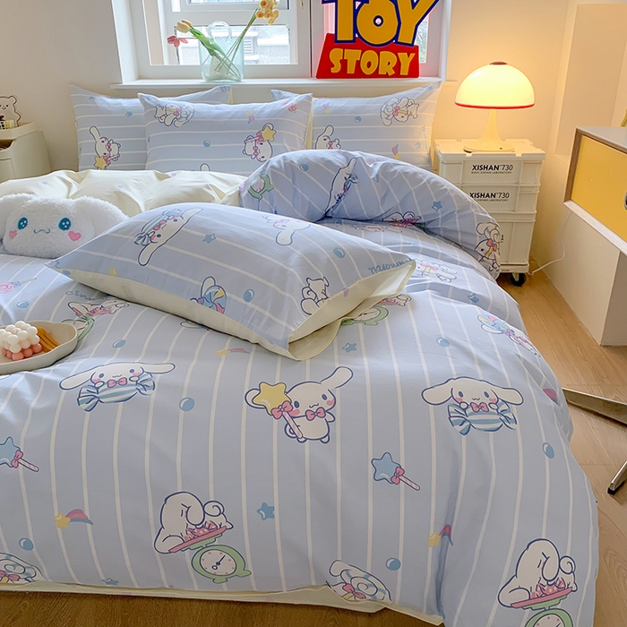 91家纺网 家纺一手货源 找家纺 玉元坊 2025年5月新品三丽鸥全棉床单纯棉床裙床笠三四件套简约基础款式-大耳狗简约款式 星星大耳狗【简约款】