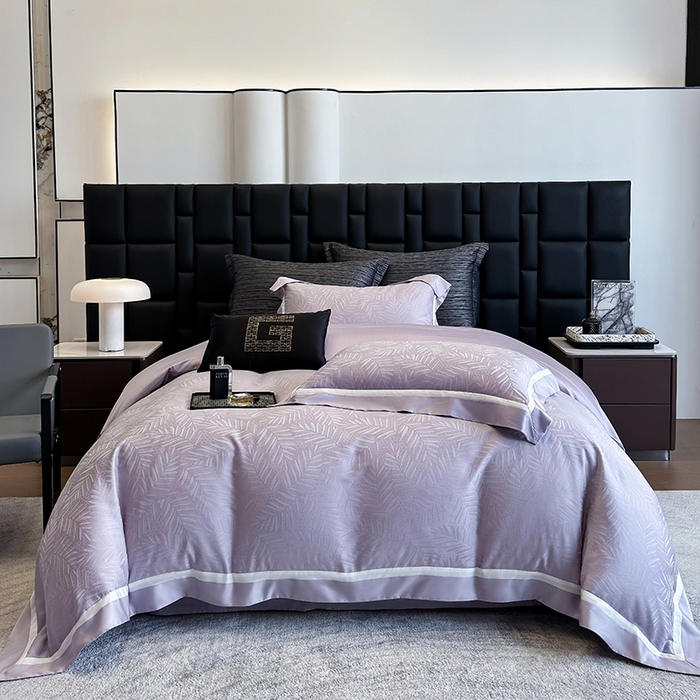 91家纺网 家纺一手货源 找家纺 若未家居 LOVEWE HOUSE 2025新款双拼角提花兰精天丝棉四件套--叶澜 叶澜 紫