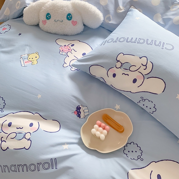 91家纺网 家纺一手货源 找家纺 玉元坊 2025年5月新品三丽鸥全棉床单纯棉床裙床笠三四件套简约基础款式-大耳狗简约款式 甜品玉桂狗【简约款】