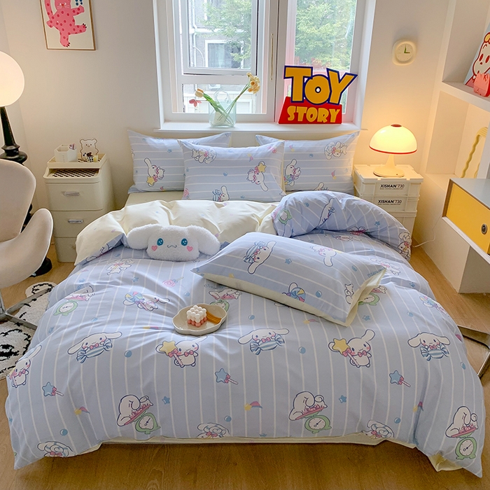 91家纺网 家纺一手货源 找家纺 玉元坊 2025年5月新品三丽鸥全棉床单纯棉床裙床笠三四件套简约基础款式-大耳狗简约款式 星星大耳狗【简约款】