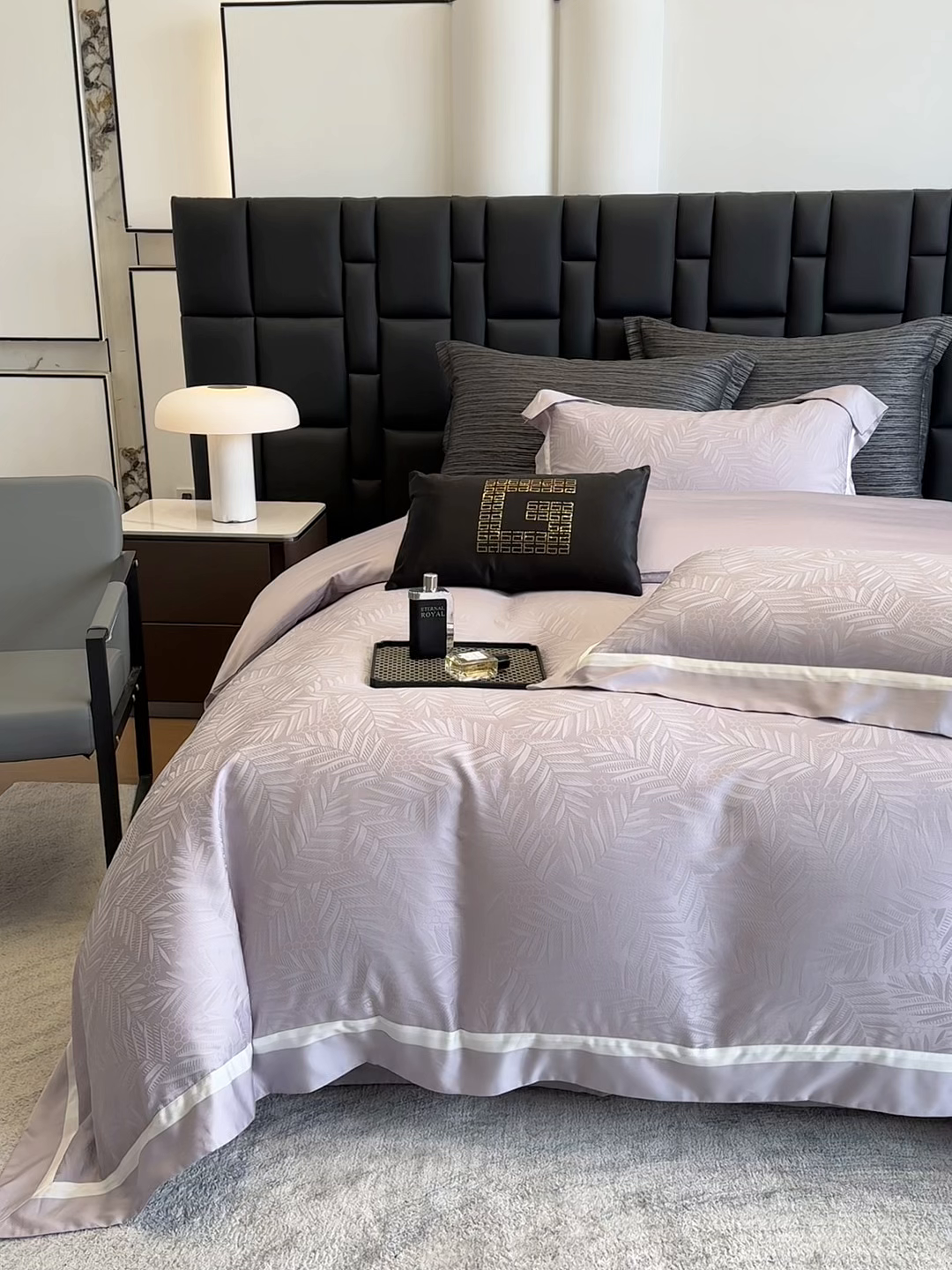 91家纺网 家纺一手货源 找家纺 若未家居 LOVEWE HOUSE 2025新款双拼角提花兰精天丝棉四件套--叶澜 叶澜 紫