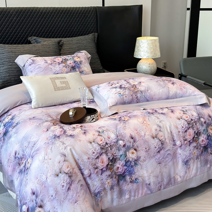 91家纺网 家纺一手货源 找家纺 （总）若未家居 LOVEWE HOUSE 2025新款洛神 2025 新款5D唯美浪漫数码银灰50SX50S奥地利兰精天丝棉套件 控价券后不低于368