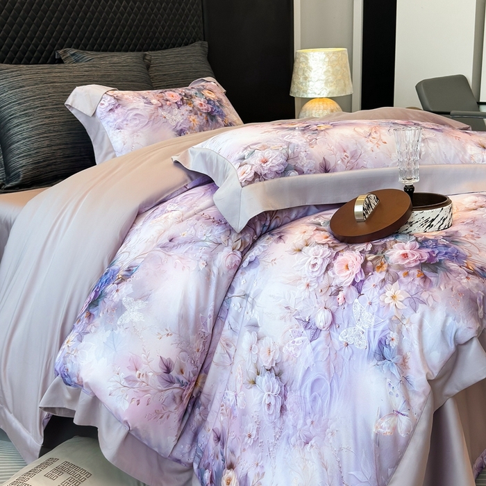 91家纺网 家纺一手货源 找家纺 （总）若未家居 LOVEWE HOUSE 2025新款洛神 2025 新款5D唯美浪漫数码银灰50SX50S奥地利兰精天丝棉套件 控价券后不低于368