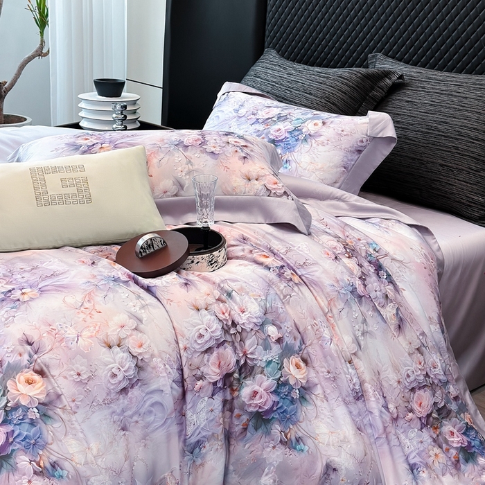 91家纺网 家纺一手货源 找家纺 （总）若未家居 LOVEWE HOUSE 2025新款洛神 2025 新款5D唯美浪漫数码银灰50SX50S奥地利兰精天丝棉套件 控价券后不低于368