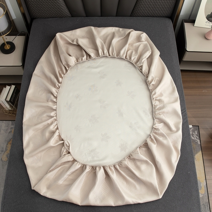 91家纺网 家纺一手货源 找家纺 乐居家纺 2025新款A类凉感纤维凉豆豆可水洗冰丝凉席席子床笠款 咖色-树叶