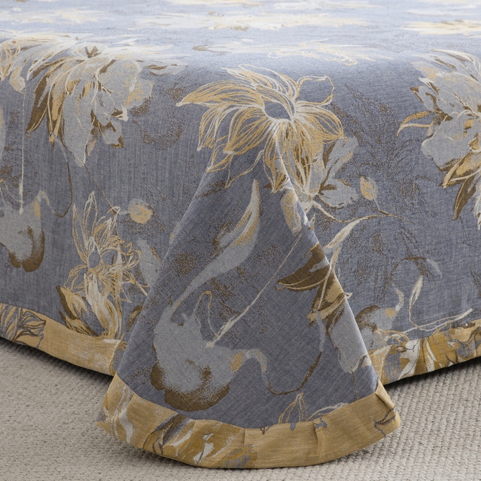 91家纺网 家纺一手货源 找家纺 2025新款全棉色织双层纱纽扣款四件套 韶华-灰