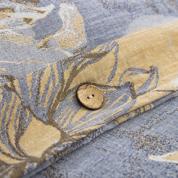 91家纺网 家纺一手货源 找家纺 2025新款全棉色织双层纱纽扣款四件套 韶华-灰