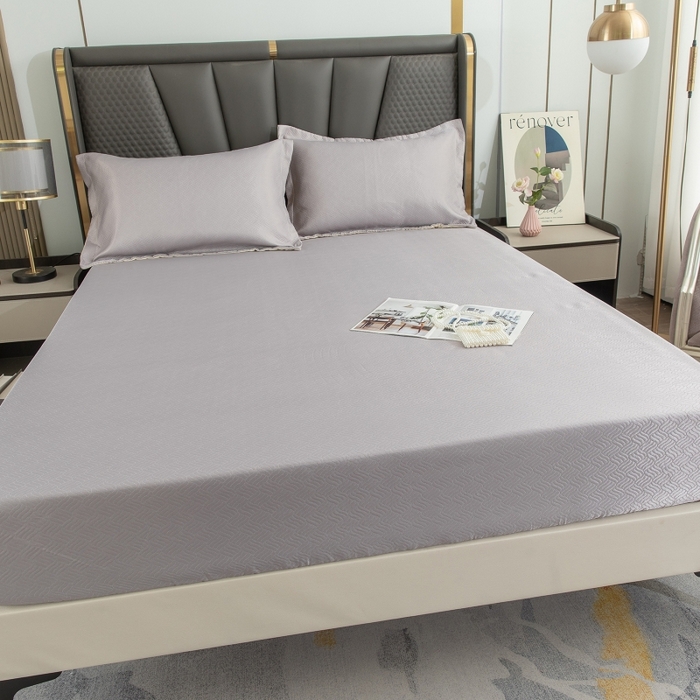 91家纺网 家纺一手货源 找家纺 乐居家纺 2025新款A类凉感纤维凉豆豆可水洗冰丝凉席席子床笠款 浅灰-密道