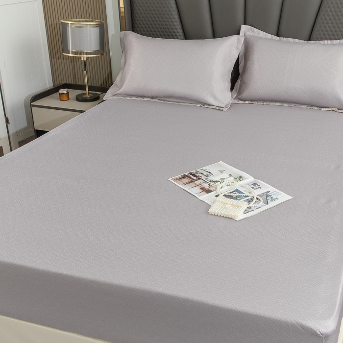 91家纺网 家纺一手货源 找家纺 乐居家纺 2025新款A类凉感纤维凉豆豆可水洗冰丝凉席席子床笠款 浅灰-密道