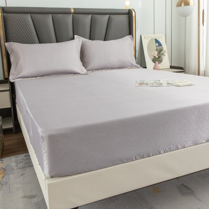 91家纺网 家纺一手货源 找家纺 乐居家纺 2025新款A类凉感纤维凉豆豆可水洗冰丝凉席席子床笠款 浅灰-密道