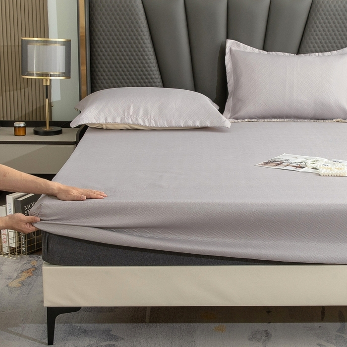 91家纺网 家纺一手货源 找家纺 乐居家纺 2025新款A类凉感纤维凉豆豆可水洗冰丝凉席席子床笠款 浅灰-密道