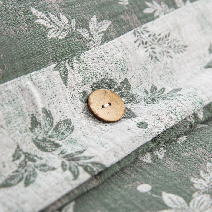 91家纺网 家纺一手货源 找家纺 2025新款全棉色织双层纱纽扣款四件套 倾城-绿