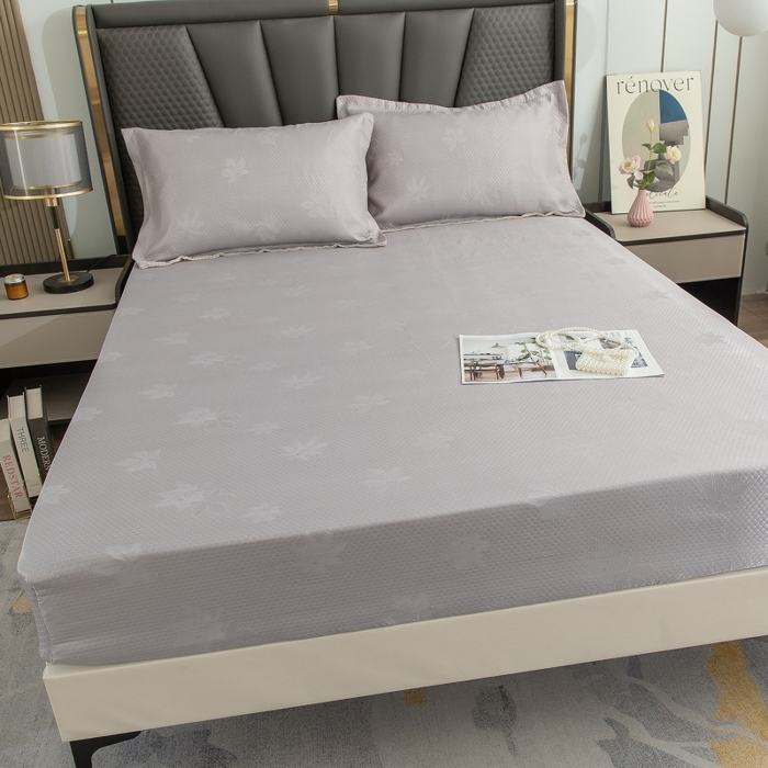 91家纺网 家纺一手货源 找家纺 乐居家纺 2025新款A类凉感纤维凉豆豆可水洗冰丝凉席席子床笠款 浅灰-树叶