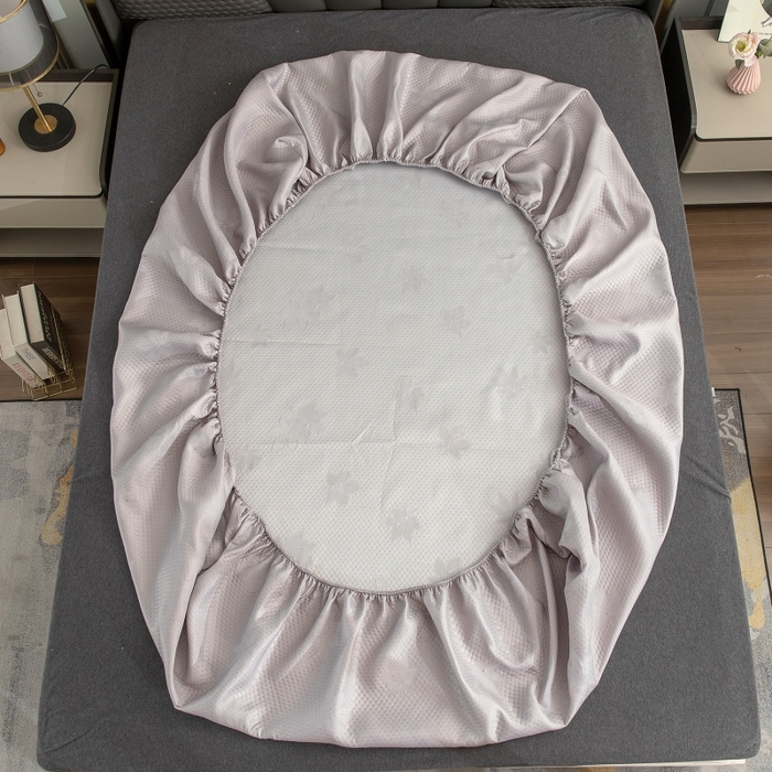 91家纺网 家纺一手货源 找家纺 乐居家纺 2025新款A类凉感纤维凉豆豆可水洗冰丝凉席席子床笠款 浅灰-树叶