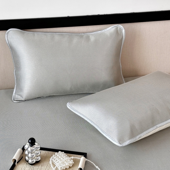 91家纺网 家纺一手货源 找家纺 乐居家纺 2025新款A类碳光抗菌凉感可水洗冰丝凉席席子床笠款 灰色