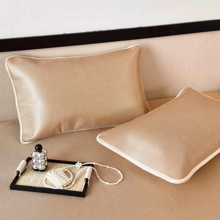 91家纺网 家纺一手货源 找家纺 乐居家纺 2025新款A类碳光抗菌凉感可水洗冰丝凉席席子床笠款 咖色