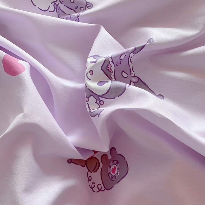 91家纺网 家纺一手货源 找家纺 玉元坊 2025年5月新品三丽鸥全棉床单纯棉床裙床笠三四件套简约基础款式-库洛米简约款式 库洛米宝贝【简约款】