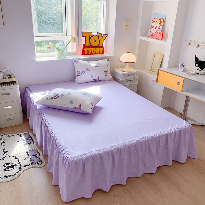 91家纺网 家纺一手货源 找家纺 玉元坊 2025年5月新品三丽鸥全棉床单纯棉床裙床笠三四件套简约基础款式-库洛米简约款式 库洛米伙伴【简约款】