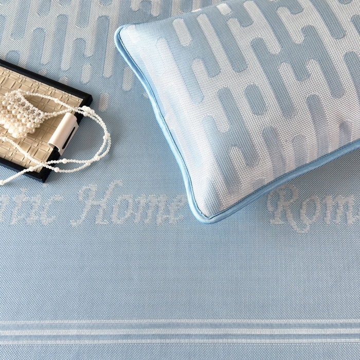 91家纺网 家纺一手货源 找家纺 乐居家纺 2025新款A类碳光抗菌凉感可水洗冰丝凉席席子床笠款 浪漫之家-蓝