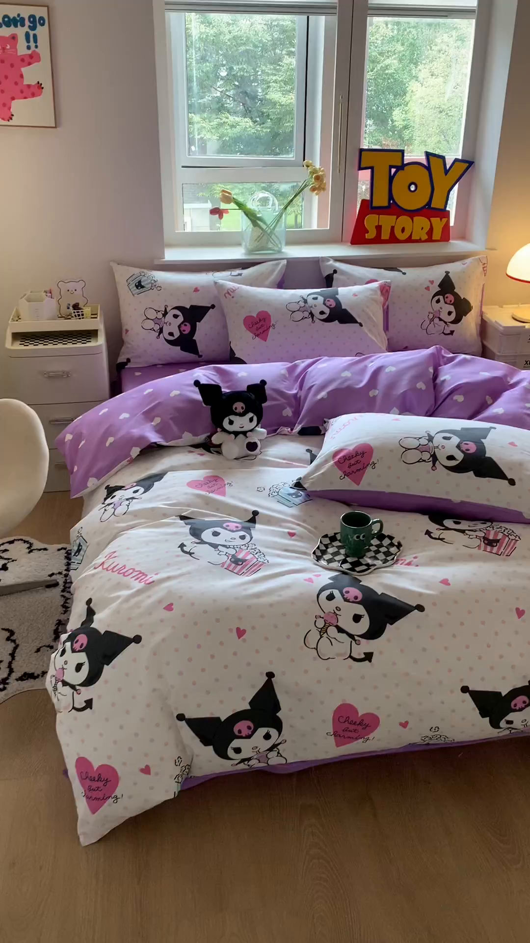 91家纺网 家纺一手货源 找家纺 玉元坊 2025年5月新品三丽鸥全棉床单纯棉床裙床笠三四件套简约基础款式-库洛米简约款式 甜筒库洛米【简约款】