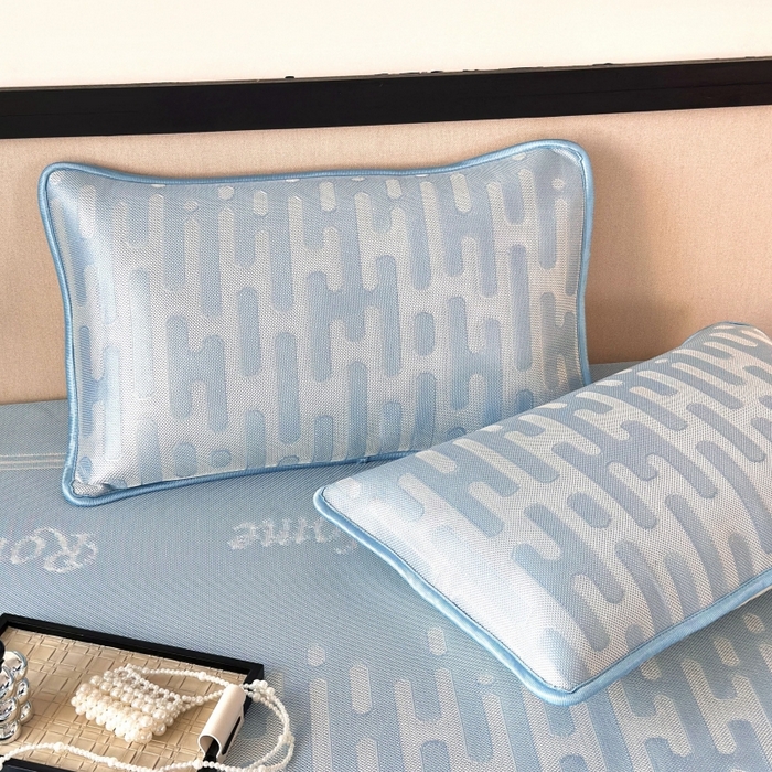 91家纺网 家纺一手货源 找家纺 乐居家纺 2025新款A类碳光抗菌凉感可水洗冰丝凉席席子床笠款 浪漫之家-蓝