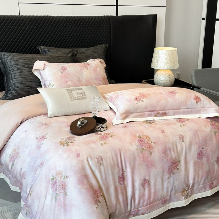 91家纺网 家纺一手货源 找家纺 （总）若未2025新款曼塔 2025 新款柔美玫瑰数码银灰50SX50S奥地利兰精天丝棉套件控价券后不低于368