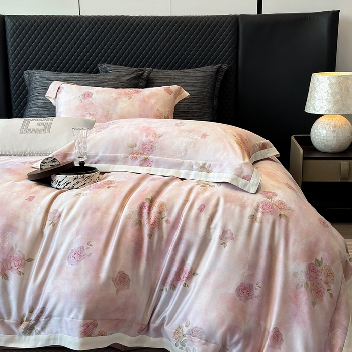 91家纺网 家纺一手货源 找家纺 （总）若未2025新款曼塔 2025 新款柔美玫瑰数码银灰50SX50S奥地利兰精天丝棉套件控价券后不低于368