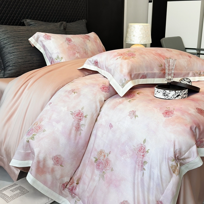 91家纺网 家纺一手货源 找家纺 （总）若未2025新款曼塔 2025 新款柔美玫瑰数码银灰50SX50S奥地利兰精天丝棉套件控价券后不低于368