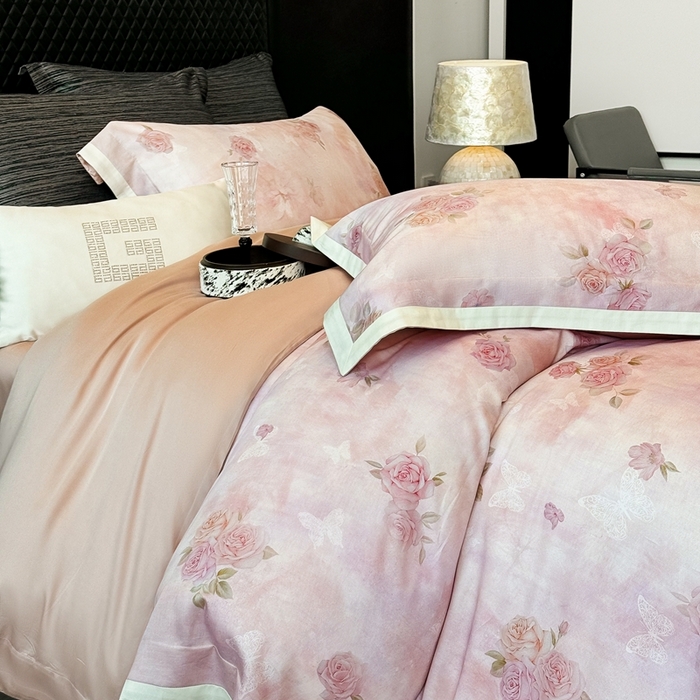 91家纺网 家纺一手货源 找家纺 （总）若未2025新款曼塔 2025 新款柔美玫瑰数码银灰50SX50S奥地利兰精天丝棉套件控价券后不低于368