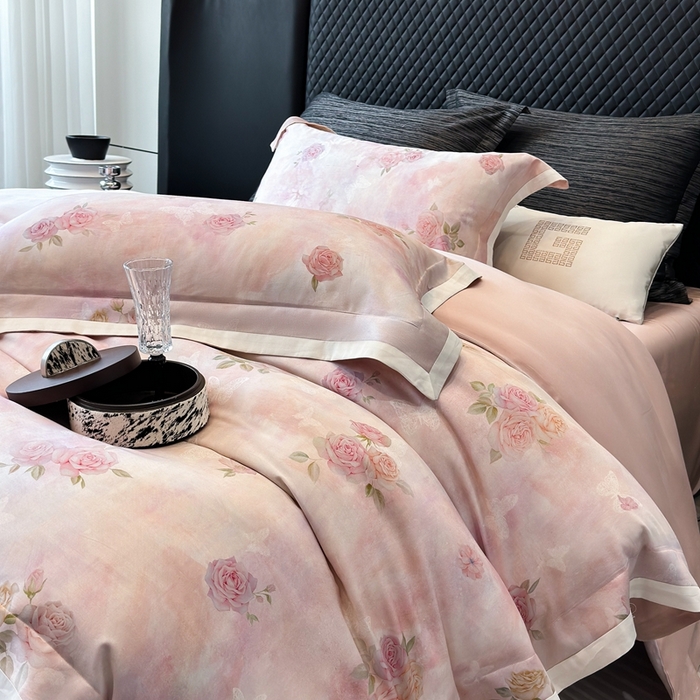 91家纺网 家纺一手货源 找家纺 （总）若未2025新款曼塔 2025 新款柔美玫瑰数码银灰50SX50S奥地利兰精天丝棉套件控价券后不低于368