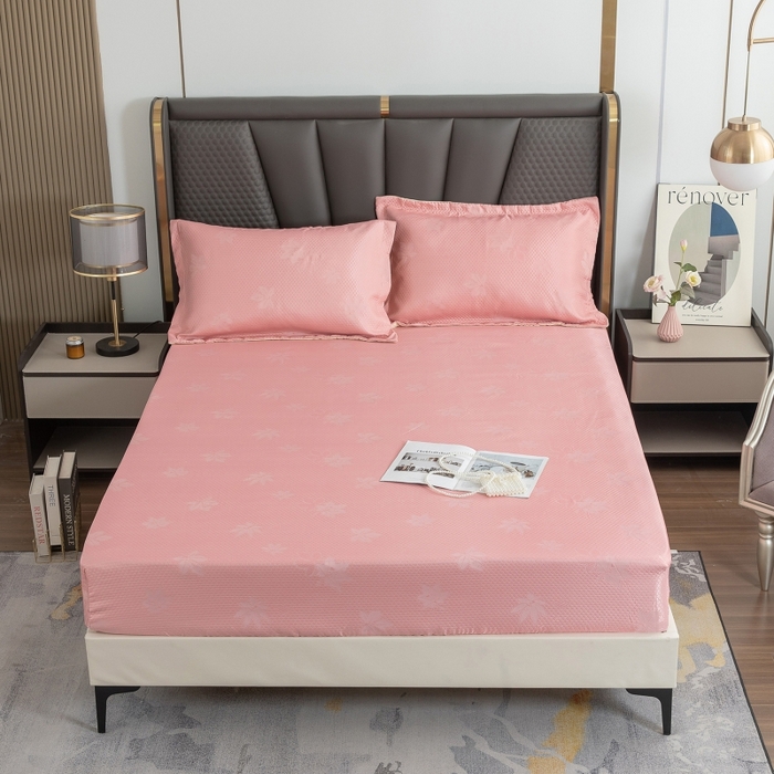 91家纺网 家纺一手货源 找家纺 乐居家纺 2025新款A类凉感纤维凉豆豆可水洗冰丝凉席席子床笠款 玉色-树叶