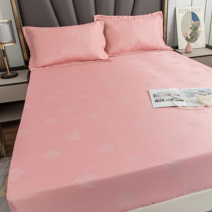 91家纺网 家纺一手货源 找家纺 乐居家纺 2025新款A类凉感纤维凉豆豆可水洗冰丝凉席席子床笠款 玉色-树叶