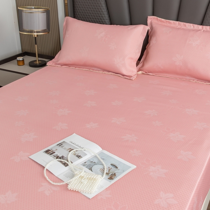 91家纺网 家纺一手货源 找家纺 乐居家纺 2025新款A类凉感纤维凉豆豆可水洗冰丝凉席席子床笠款 玉色-树叶