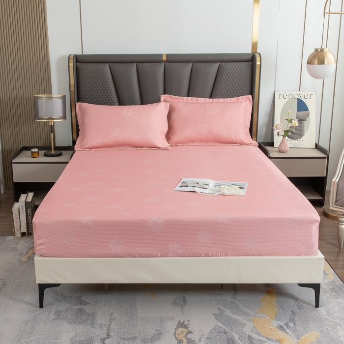 91家纺网 家纺一手货源 找家纺 乐居家纺 2025新款A类凉感纤维凉豆豆可水洗冰丝凉席席子床笠款 玉色-树叶