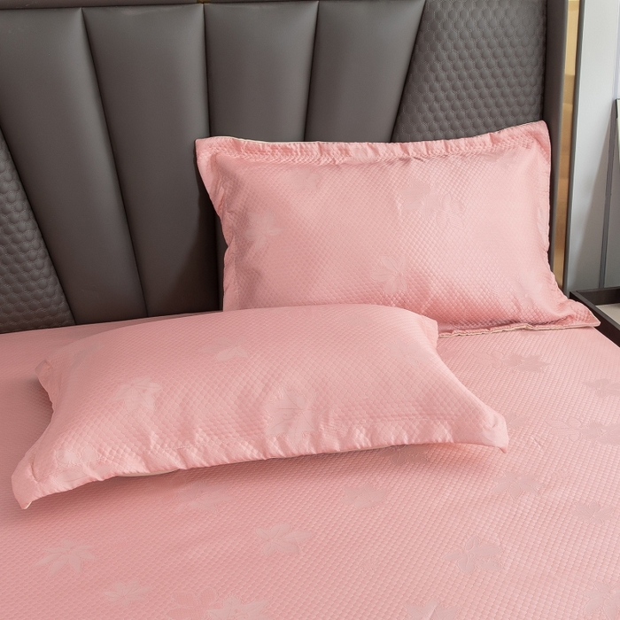 91家纺网 家纺一手货源 找家纺 乐居家纺 2025新款A类凉感纤维凉豆豆可水洗冰丝凉席席子床笠款 玉色-树叶