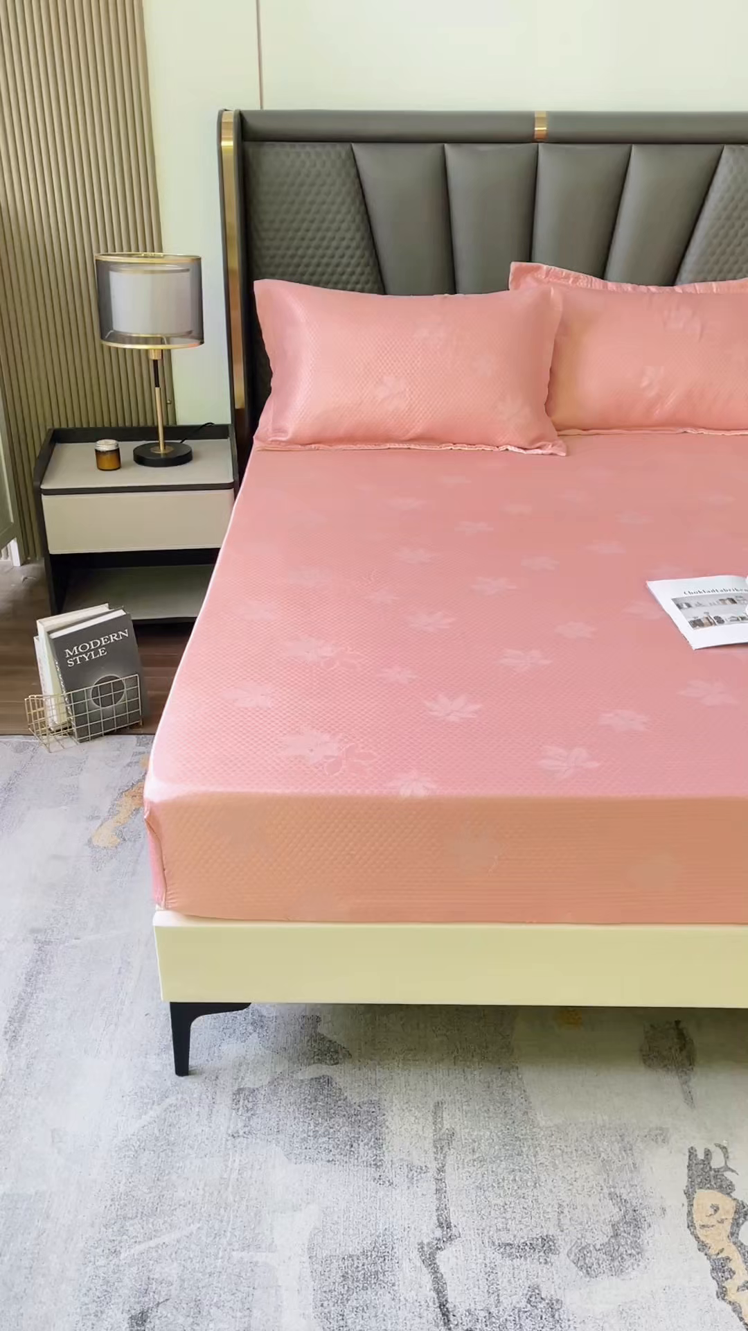 91家纺网 家纺一手货源 找家纺 乐居家纺 2025新款A类凉感纤维凉豆豆可水洗冰丝凉席席子床笠款 玉色-树叶