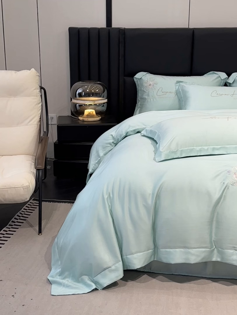 91家纺网 家纺一手货源 找家纺 欧乐蒂 2025新款水洗冰丝刺绣四件套-花颜 花颜-梵星兰