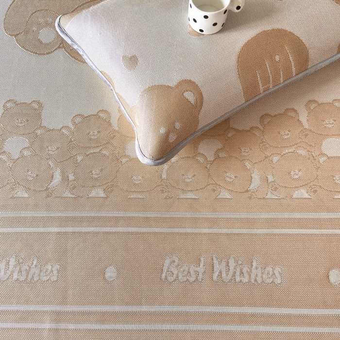 91家纺网 家纺一手货源 找家纺 乐居家纺 2025新款A类碳光抗菌凉感可水洗冰丝凉席席子床笠款 小熊伙伴-咖