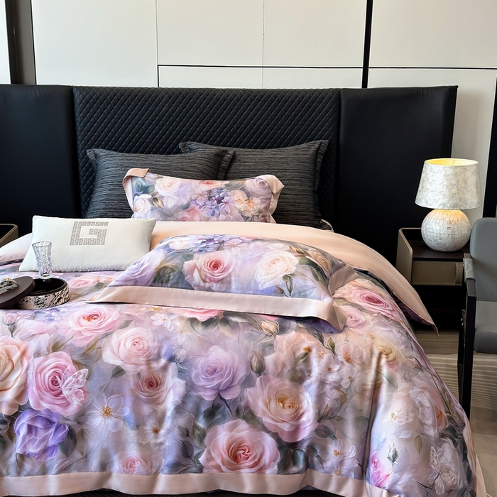 91家纺网 家纺一手货源 找家纺 （总）若未2025 新款5D唯美浪漫数码银灰50SX50S奥地利兰精天丝棉套件绮梦 绮梦控价券后不低于368